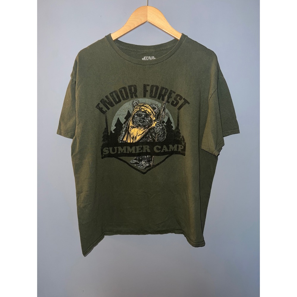 Star Wars Endor Forest Summer Camp Ewok Graphic Tee Olive Green XL‎ Mad Engine